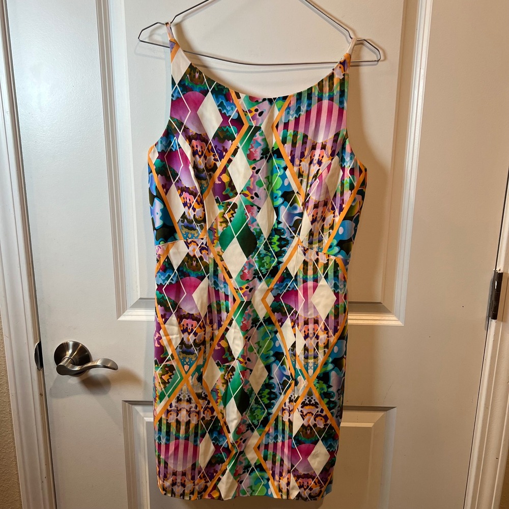 Milly Women Dress Geometric Harlequin Diamond Print Multicolor 6